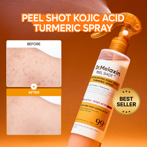[Bumpy, Rough Skin? One Spray Fixes It] Peel Shot – 99% Kojic Acid x Turmeric Body Peeling Spray